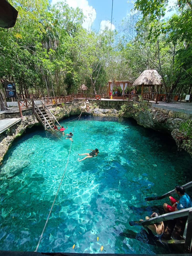 Open air turquoise water at Cenote Zacil-Ha near Tulum
